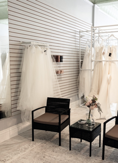 Photo of the showroom interior with the gowns